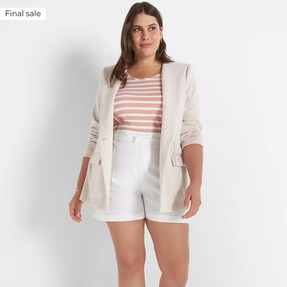 LB Journey Knit Hooded Jacket in Oatmeal 22 Petite NWT - Picture 5 of 5